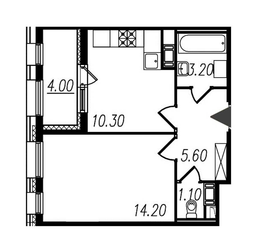 Однокомнатная квартира в : площадь 34.4 м2 , этаж: 10 – купить в Санкт-Петербурге